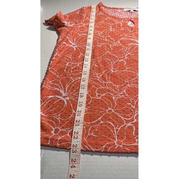 Emily Daniels Coral Floral Print Textured Tunic Top with Keyhole Neckline SizePM - Picture 9 of 10